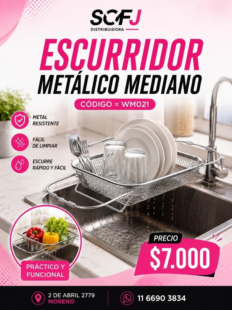 Escurridor metálico mediano