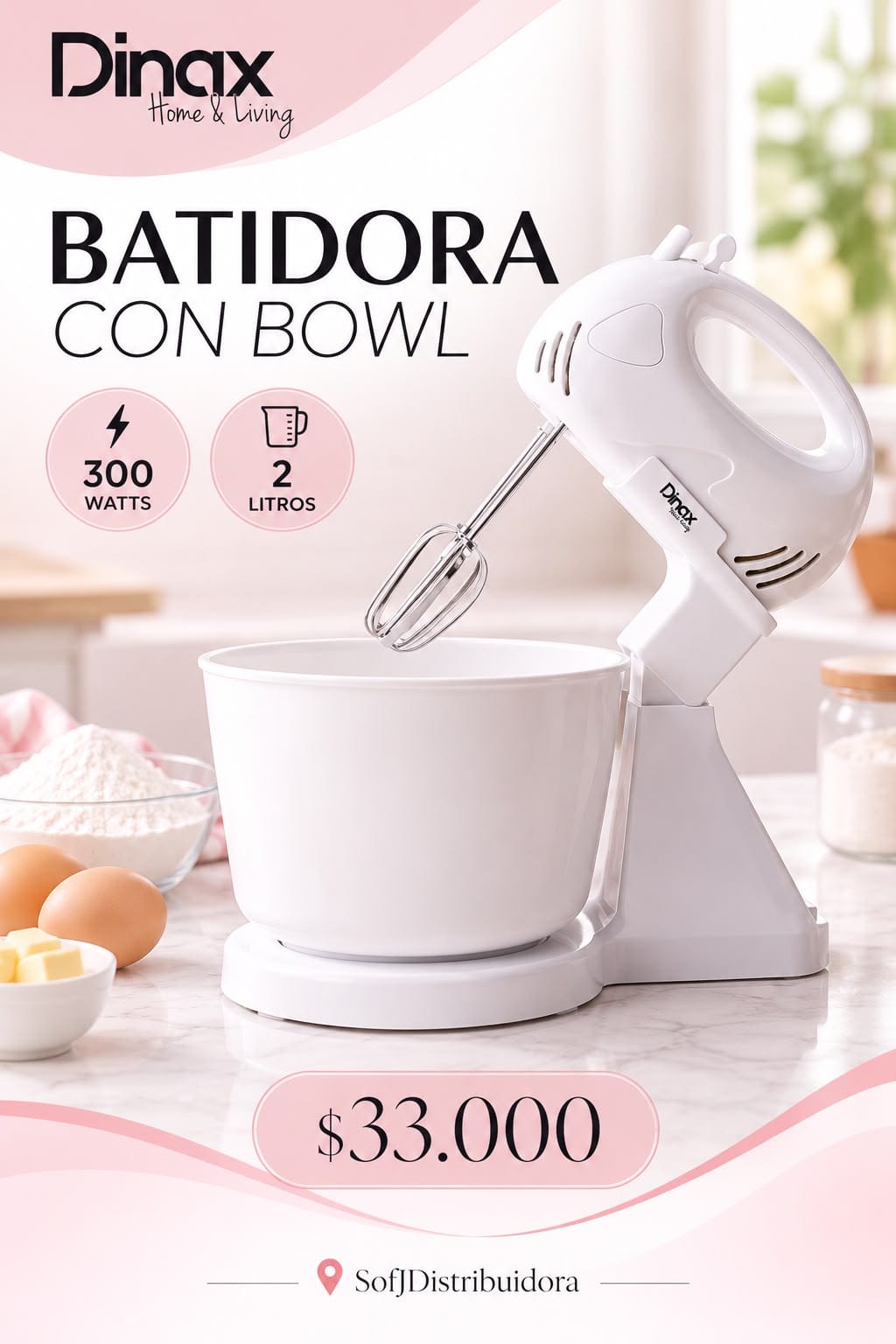 Batidora con bowl Dinax HMB02