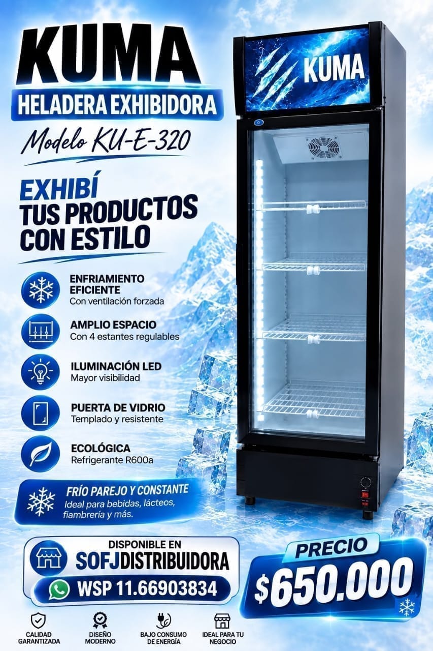 Heladera exhibidora Kuma 380