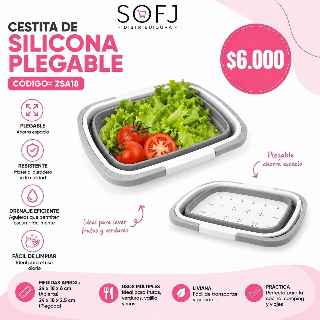Cestita de silicona plegable ZSA18