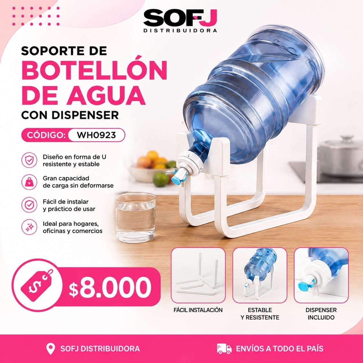 Soporte de botellon de agua con dispenser