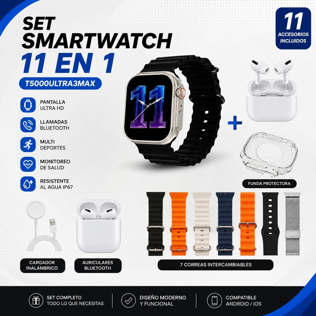 Reloj smartwatch 11 EN1 T5000ULTRA3MAX