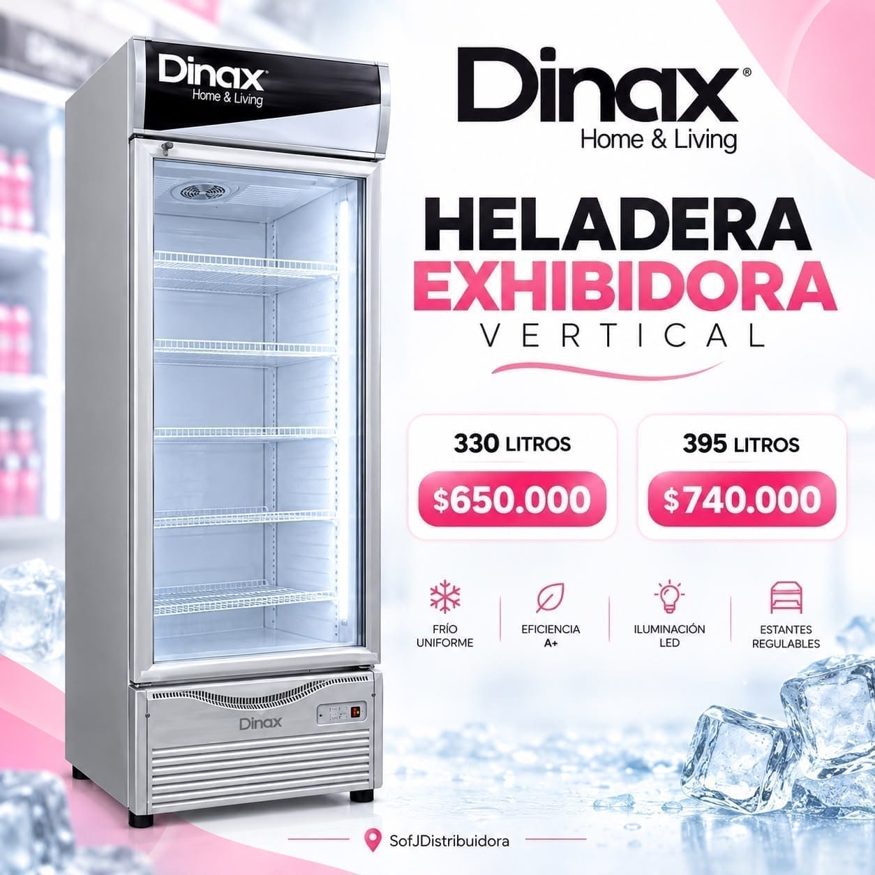 Heladera exhibidora Dinax 330 L