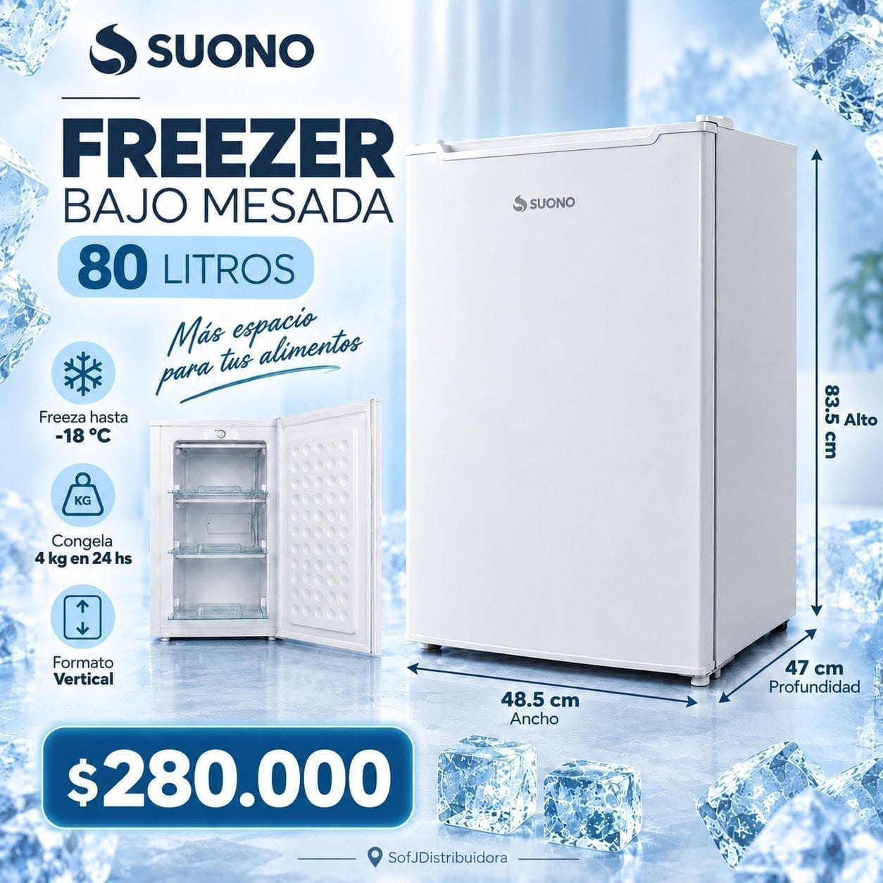 Freezer Suono bajo mesada