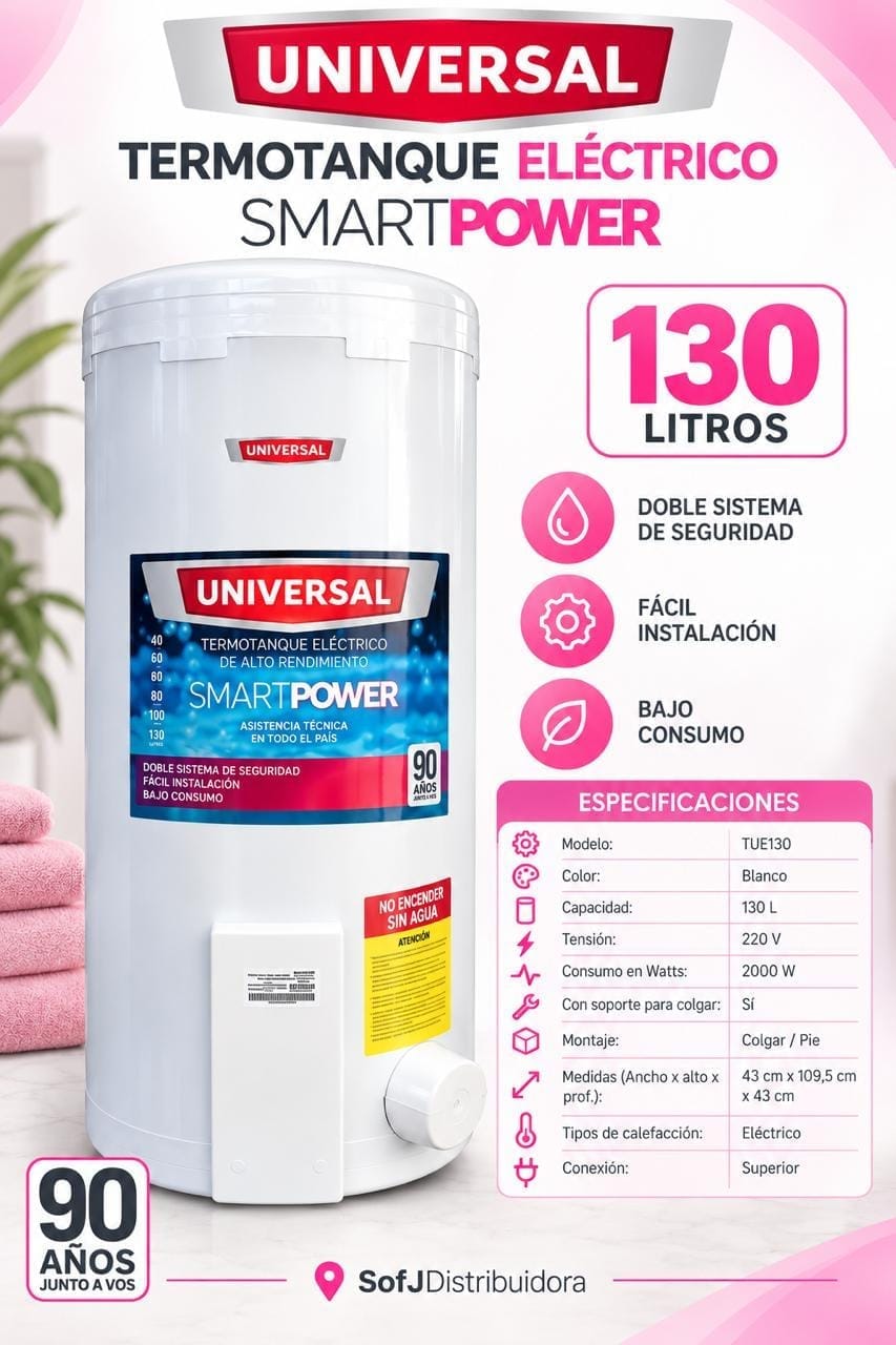 Termotanque universal 130 L eléctrico