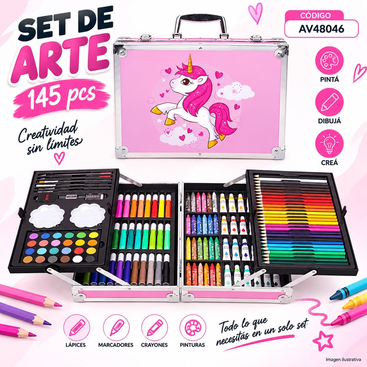 Set de arte Seis 145 piezas AV48064