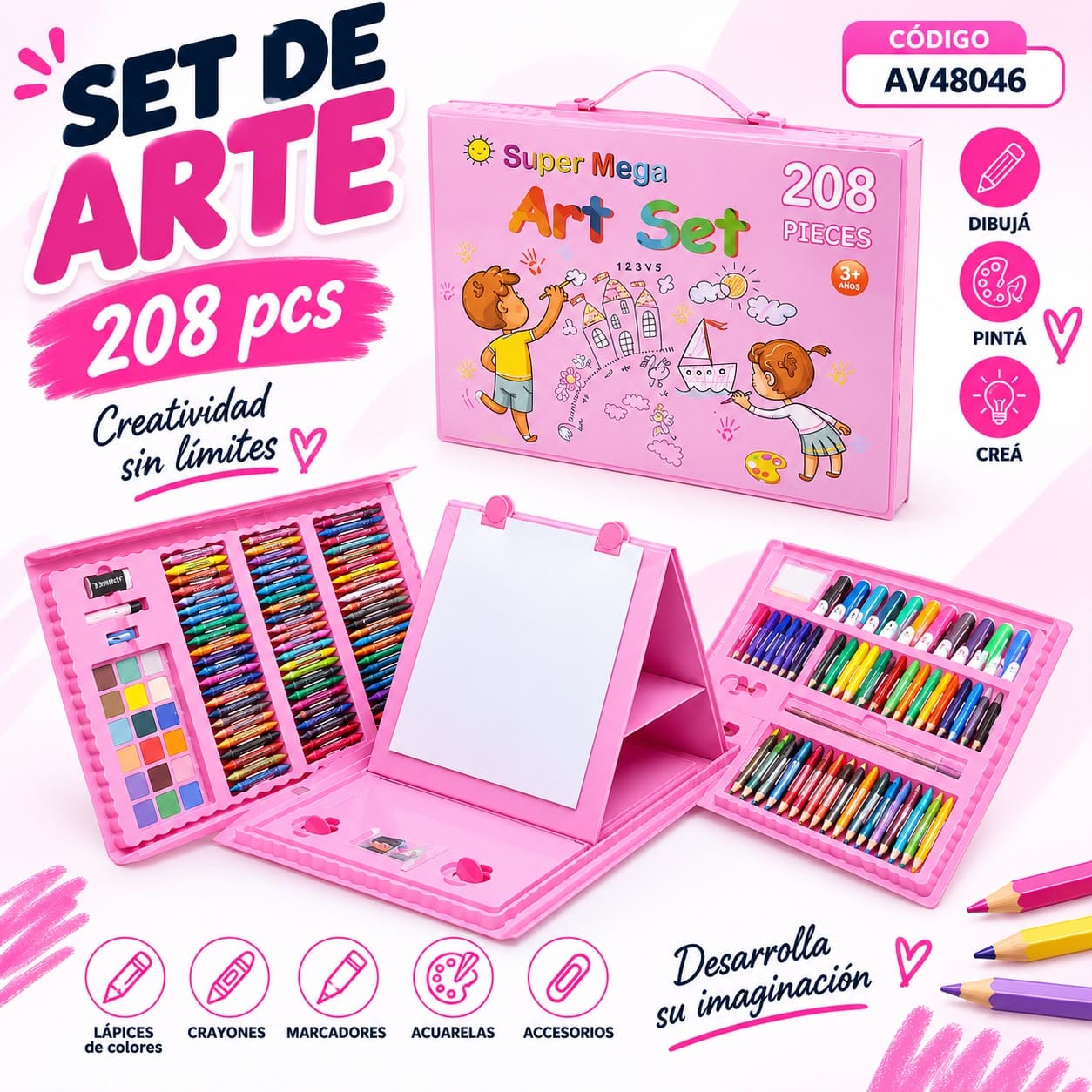 Set de arte Seis 208 piezas AV48059