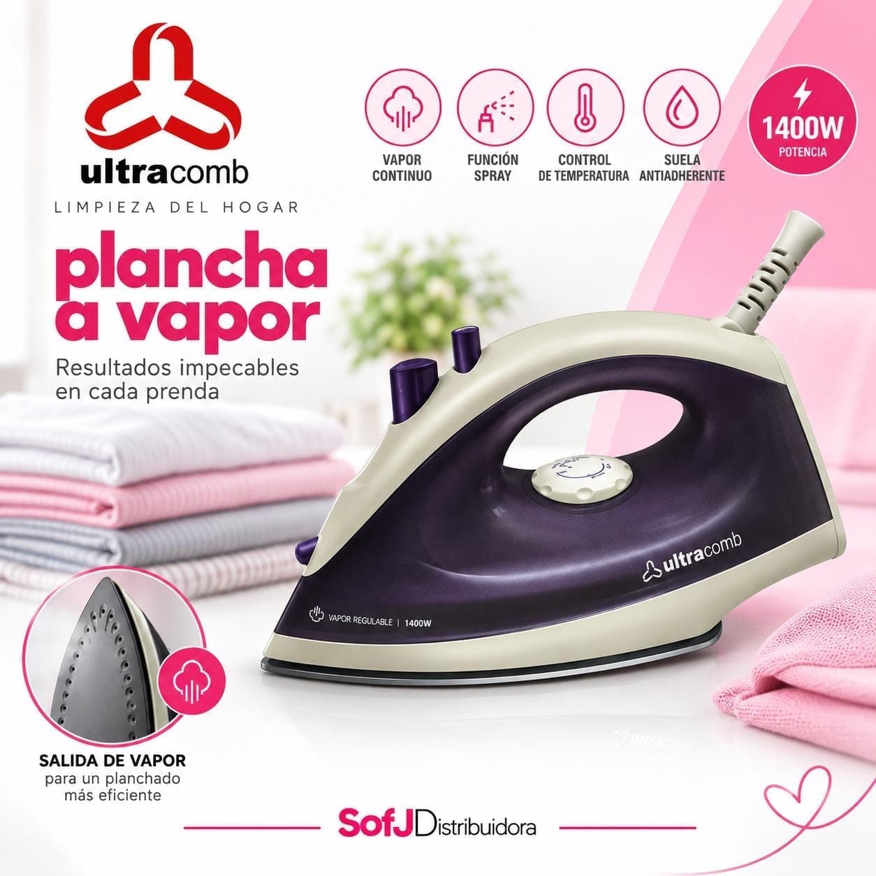 Plancha Ultracomb a vapor PL-4170