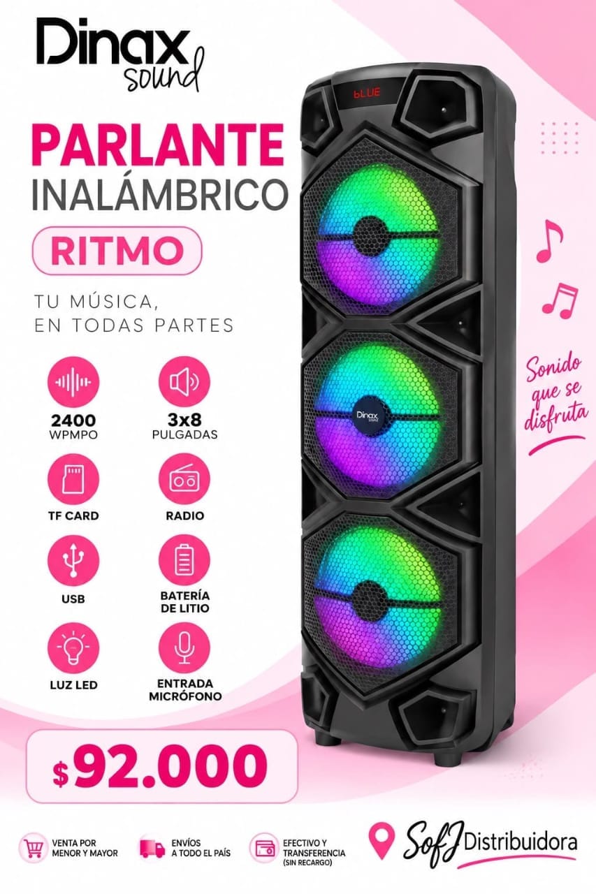Parlante torre Dinax 3x8 ritmo