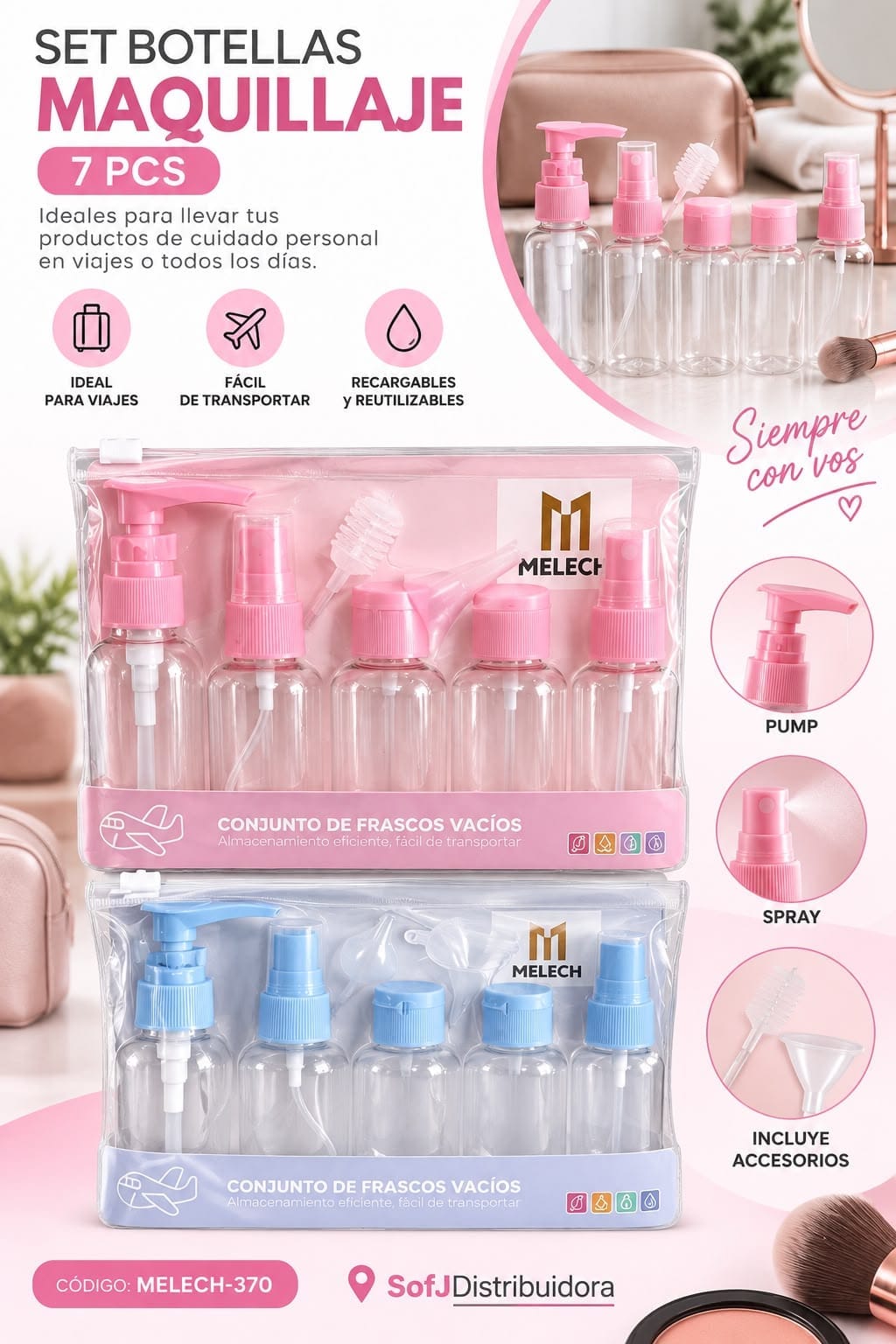 Kit botellas de viaje x7