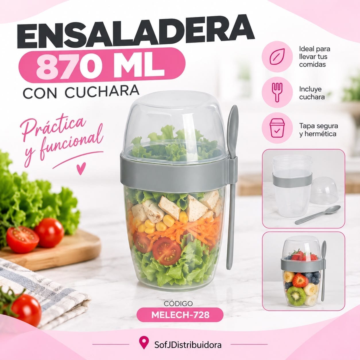 Ensaladera con tenedor vaso MELECH-728
