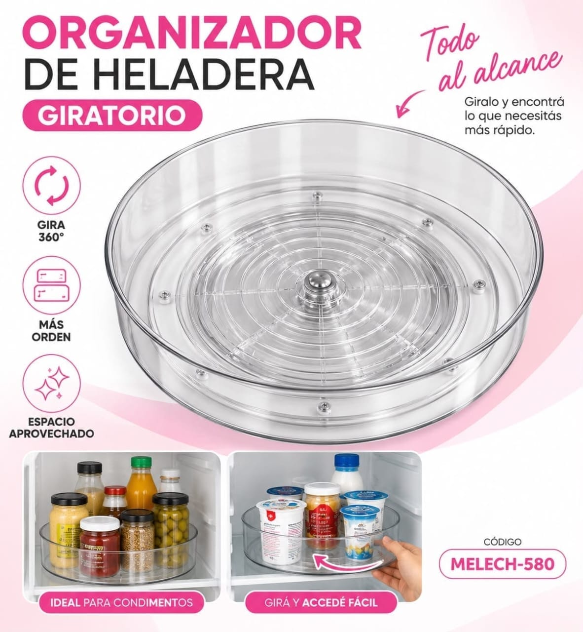 Organizador de heladera giratorio