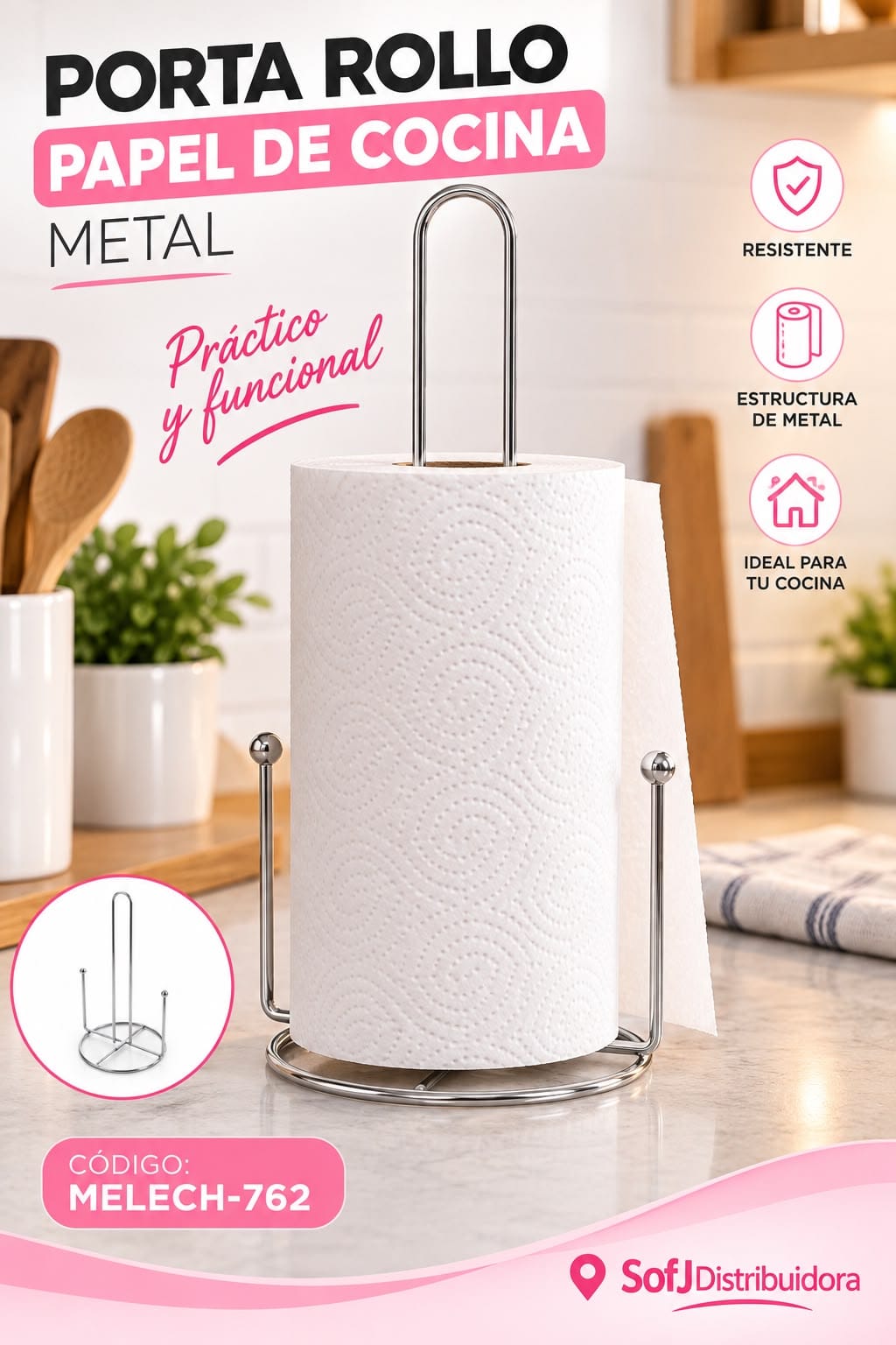 Porta rollo de cocina metal MELECH-762