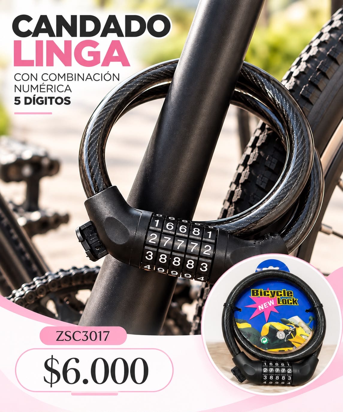 Candado cable 35 cm moto ZSC3017