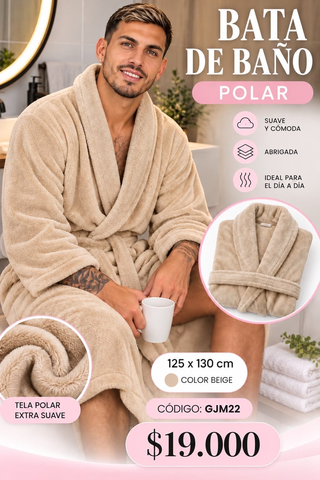 Bata de baño polar 125x130CM GJM022