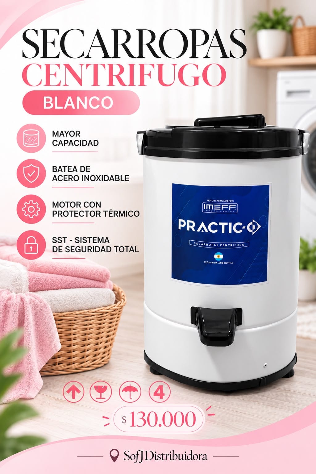 Secarropa centrifugo blanco