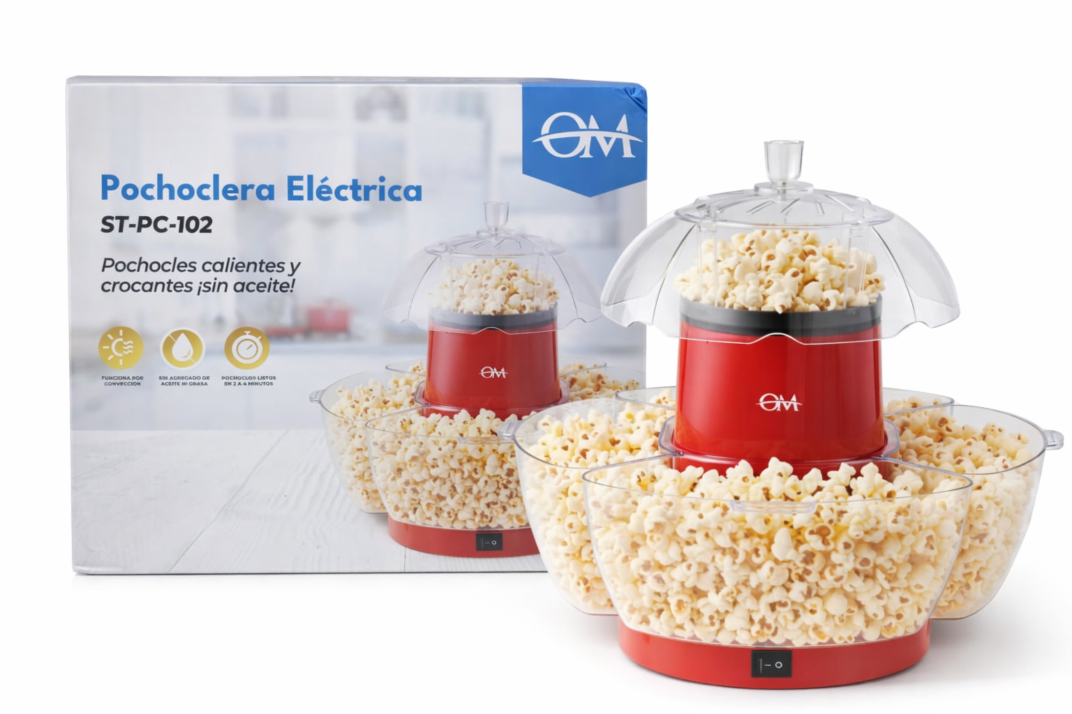 Pochoclera Electrica OM 4 Contenedores ST-PC-102 POCHOCLO