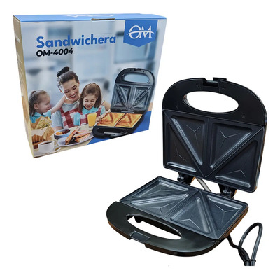Sandwichera Eléctrica OM-4004 Negro Antiadherente 750W