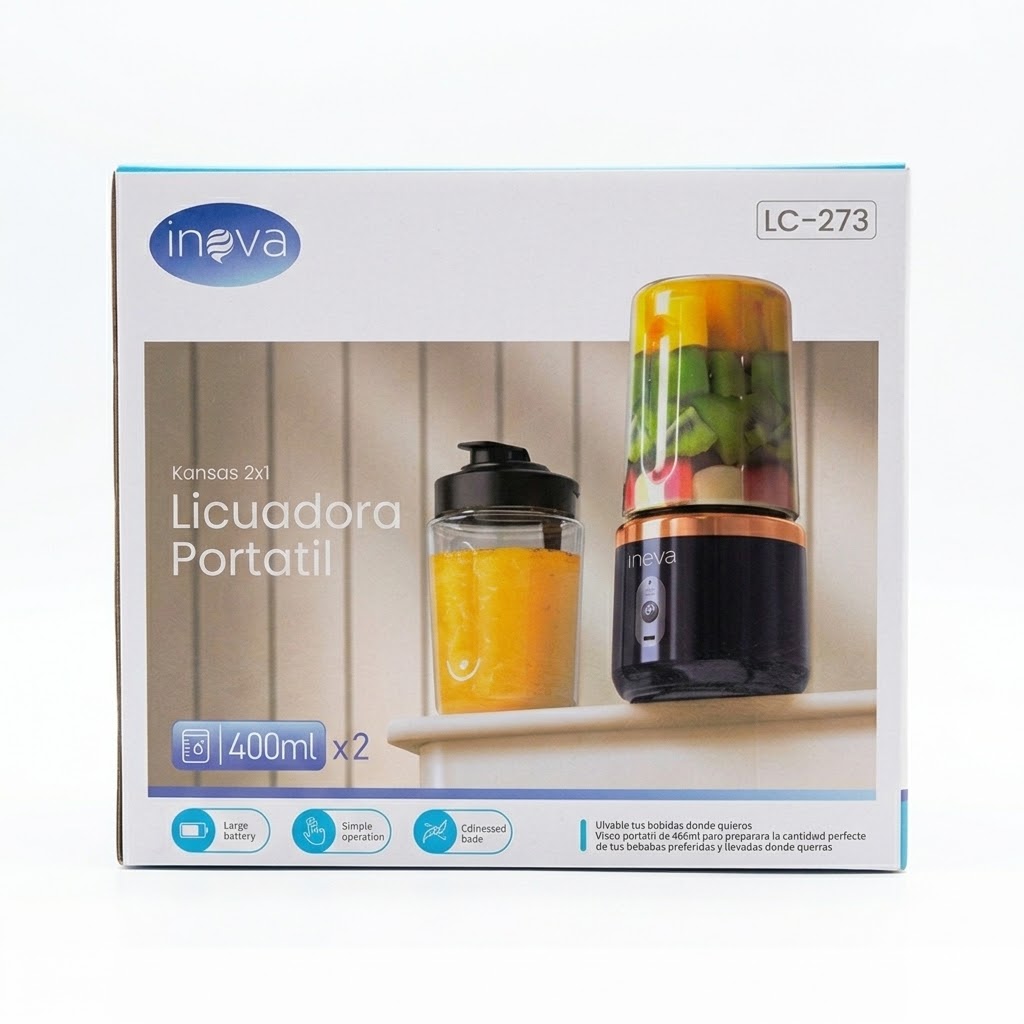 Licuadora Portátil Inova LC-273 Kansas 2×1 400ml