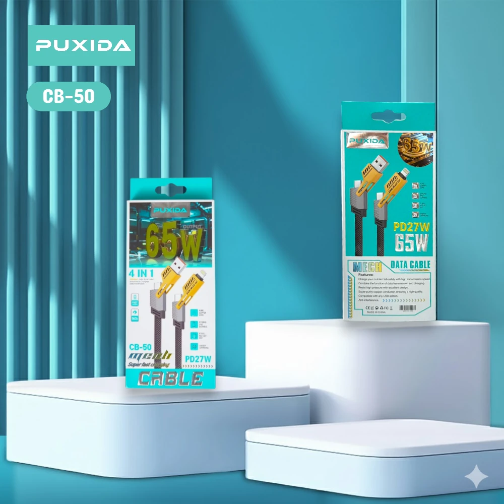 Cable Puxida 65w 4 en 1 PD27W CB-50 Tipo C a Tipo C Lightning