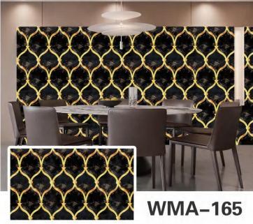 Rollo Vinilo Negro con Circulos Dorados WMA-165 60x200cm