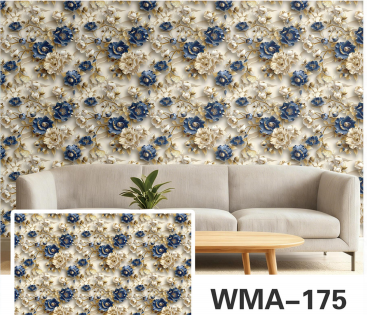 Rollo Vinilo Blanco con Flores Celeste WMA-175 60x200cm