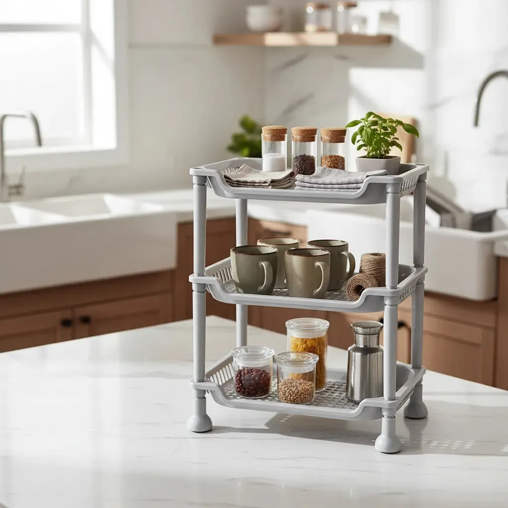 Organizador Plastico 3 Estantes Gris CD29251