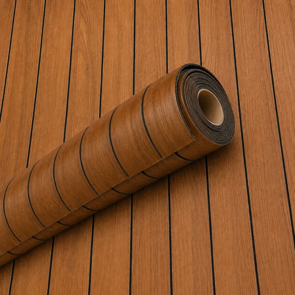 Vinilo Rollo Madera WPC Marron Oscuro 60cm x 3 Mt SWP.OSCURO