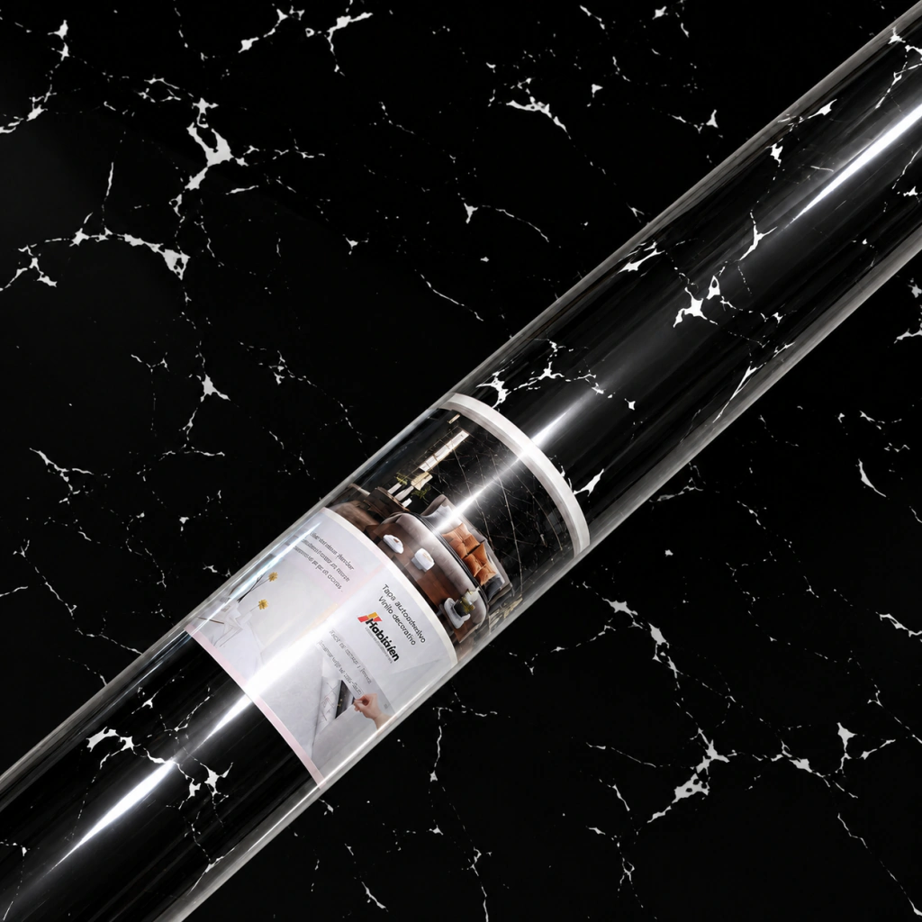 Rollo Vinilo Negro con Blanco 1.20mts x 3mts Marquina WS1200X3000.BILBAO