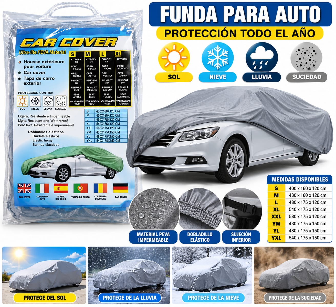 Funda Para Auto Car Cover Ultra-Lite Peva Material E5226-8 /D-YS26-195