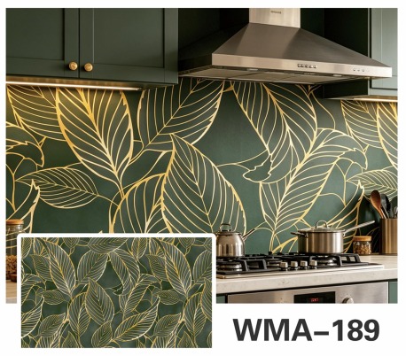Rollo Vinilo 60x200cm Efecto Hojas Verde y Dorado WMA-189