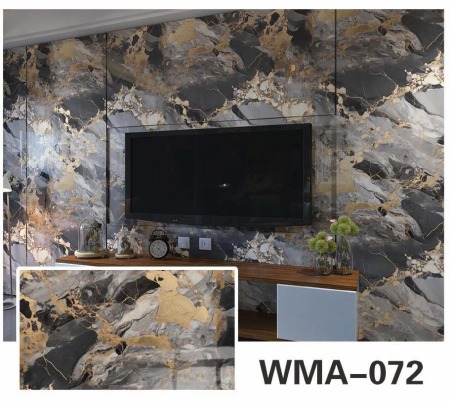 Rollo Vinilo 60x200cm Marmol Negro Dorado Y Gris WMA-072