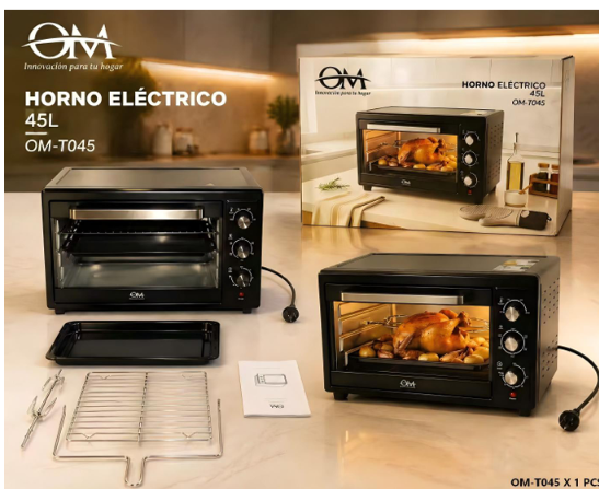 Horno Eléctrico De Mesa OM 45Litros Con sus Accesorios OM-T045