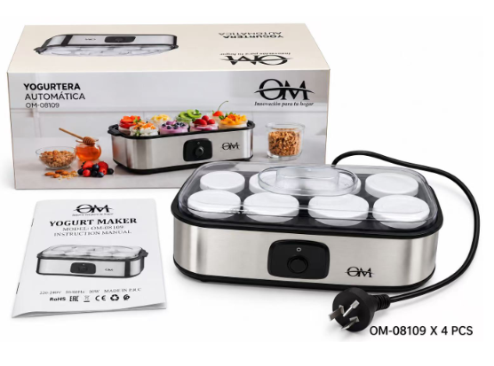 Yogurtera Automática OM OM-08109 Acero Inoxidable 20W