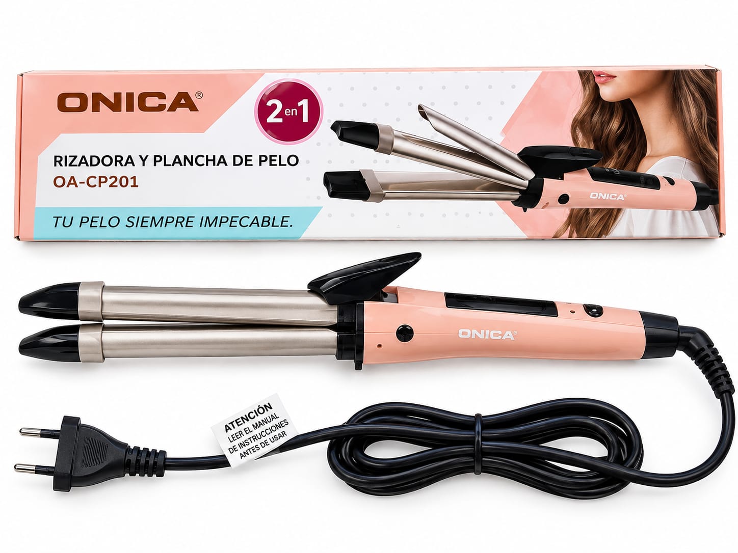 Rizadora y Plancha de pelo 2 en 1 Onica OA-CP201