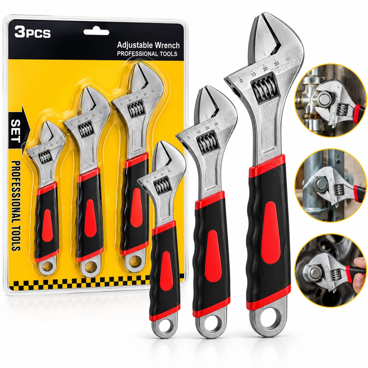 Kit De Llaves Francesas Profesionales 3 PCS Acero TL1064