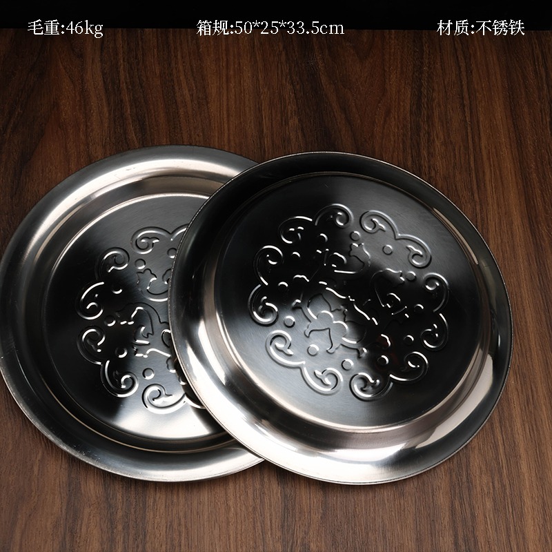 Bandeja Redonda De Acero inoxidable estampado en relieve 26CM NEXT MB-0003