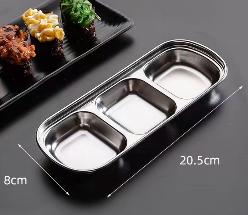 Plato Salsero Copetinero De Acero Inoxidable 3 Divisiones NEXT MB-0004