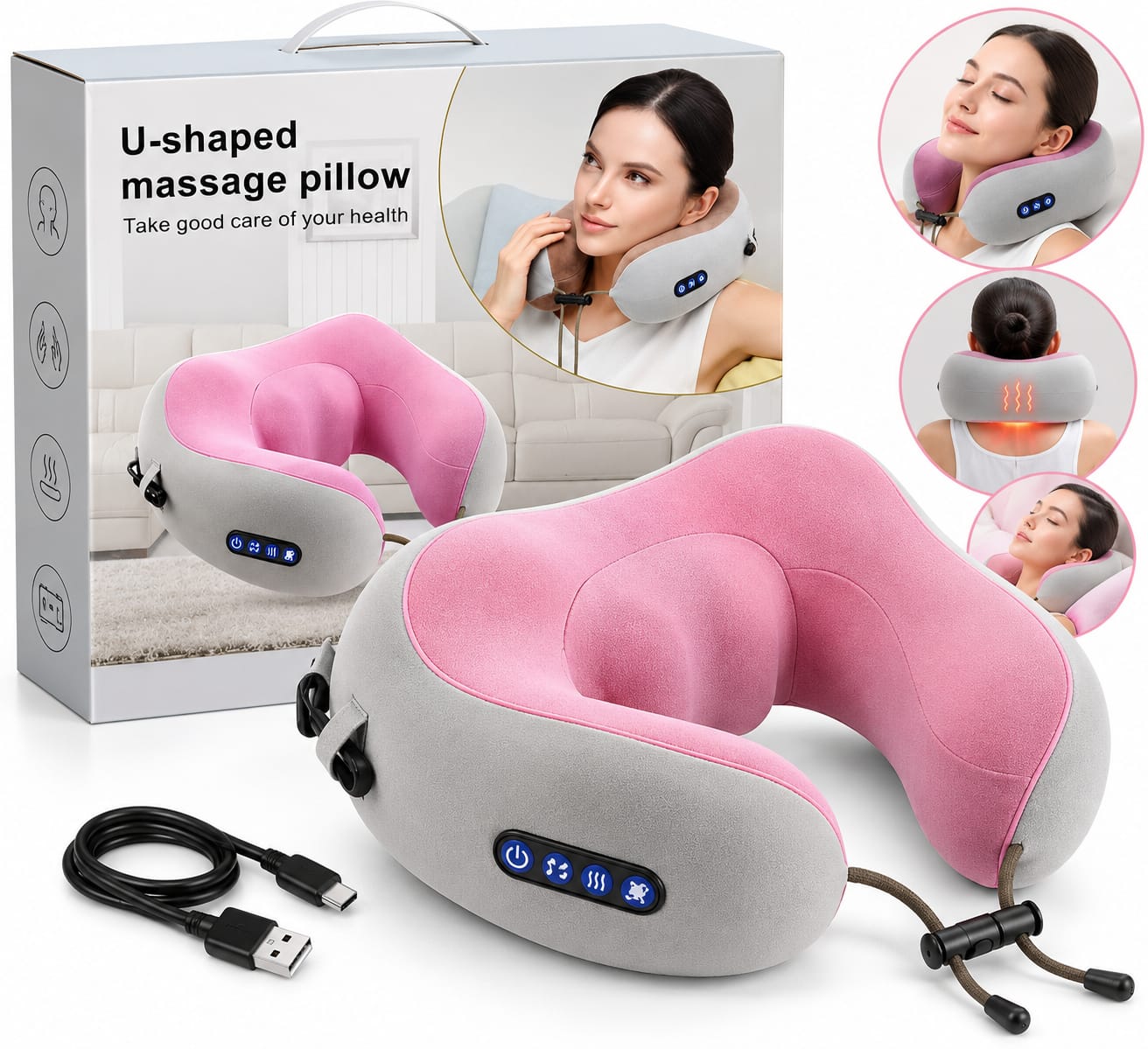 Almohada Masajeadora Cervical Inalámbrica En Forma de U T-735