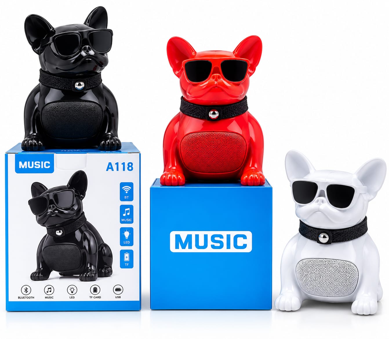 Parlante Portátil Inalámbrico con forma de bulldog francés X-10