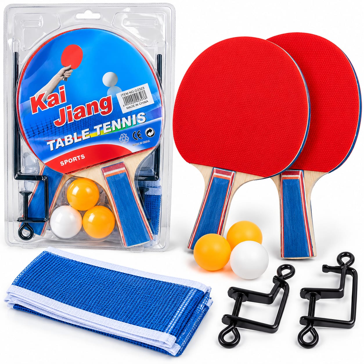 Set De Ping Pong Completo: 2 Paletas, Red, Soportes Y Pelotas G2323
