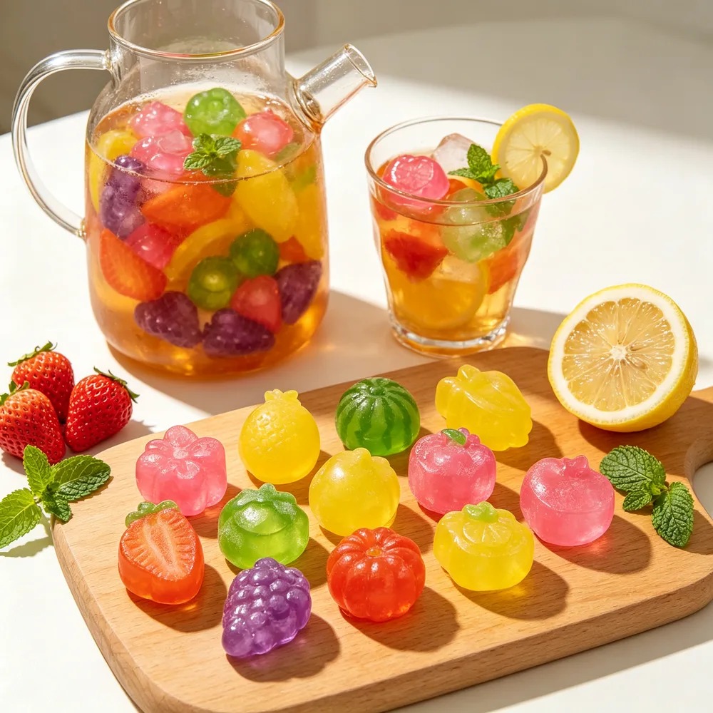 Hielos Reutilizables Plastico Formas De Frutas Colores X10