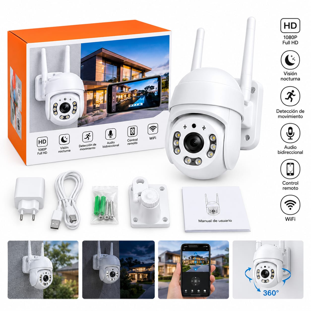 Camara De Seguridad IP CW-T26-8 360° Caja Naranja