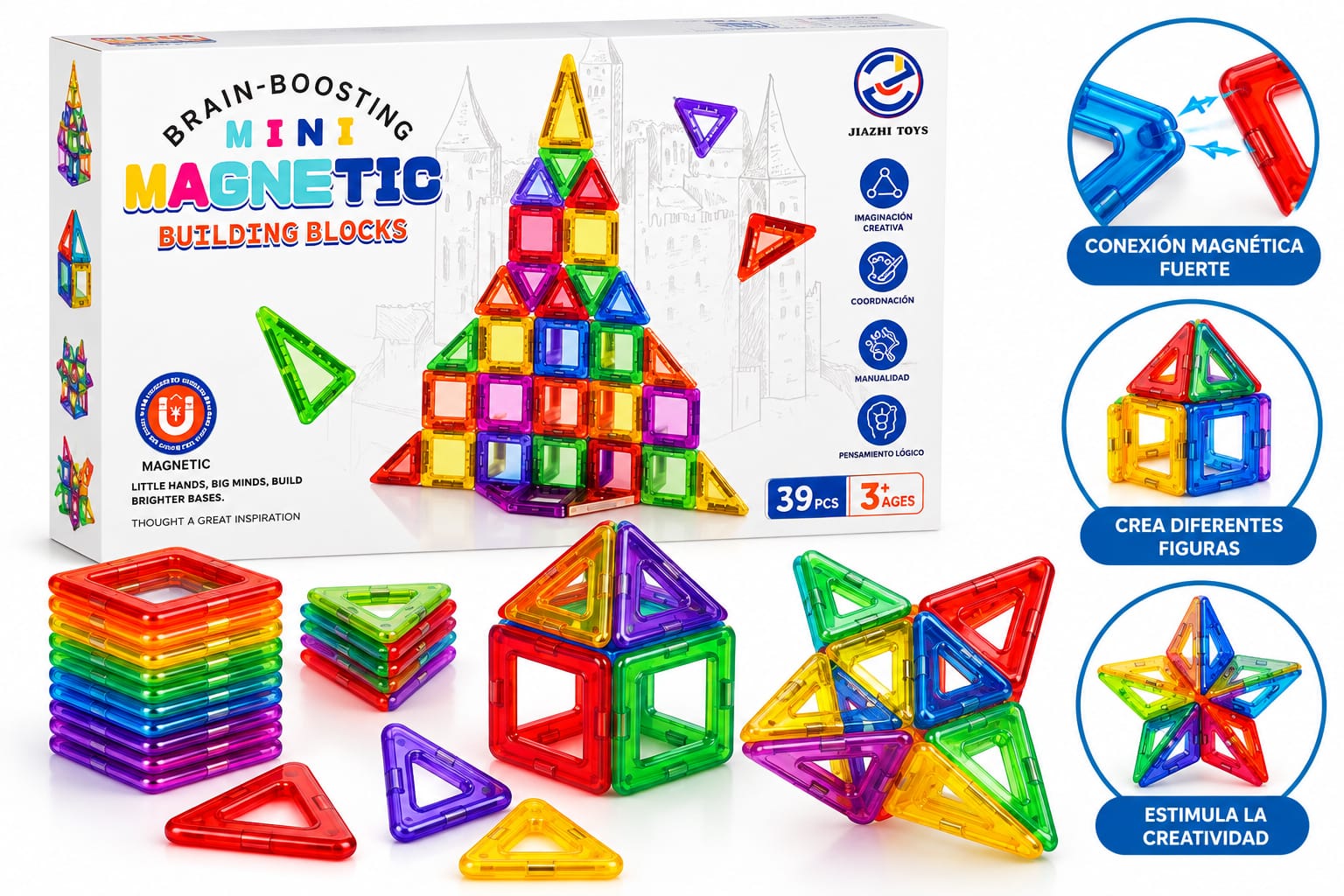 Bloques Magnéticos De Construcción Jiazhi Toys Mini 39 Pcs D-33407