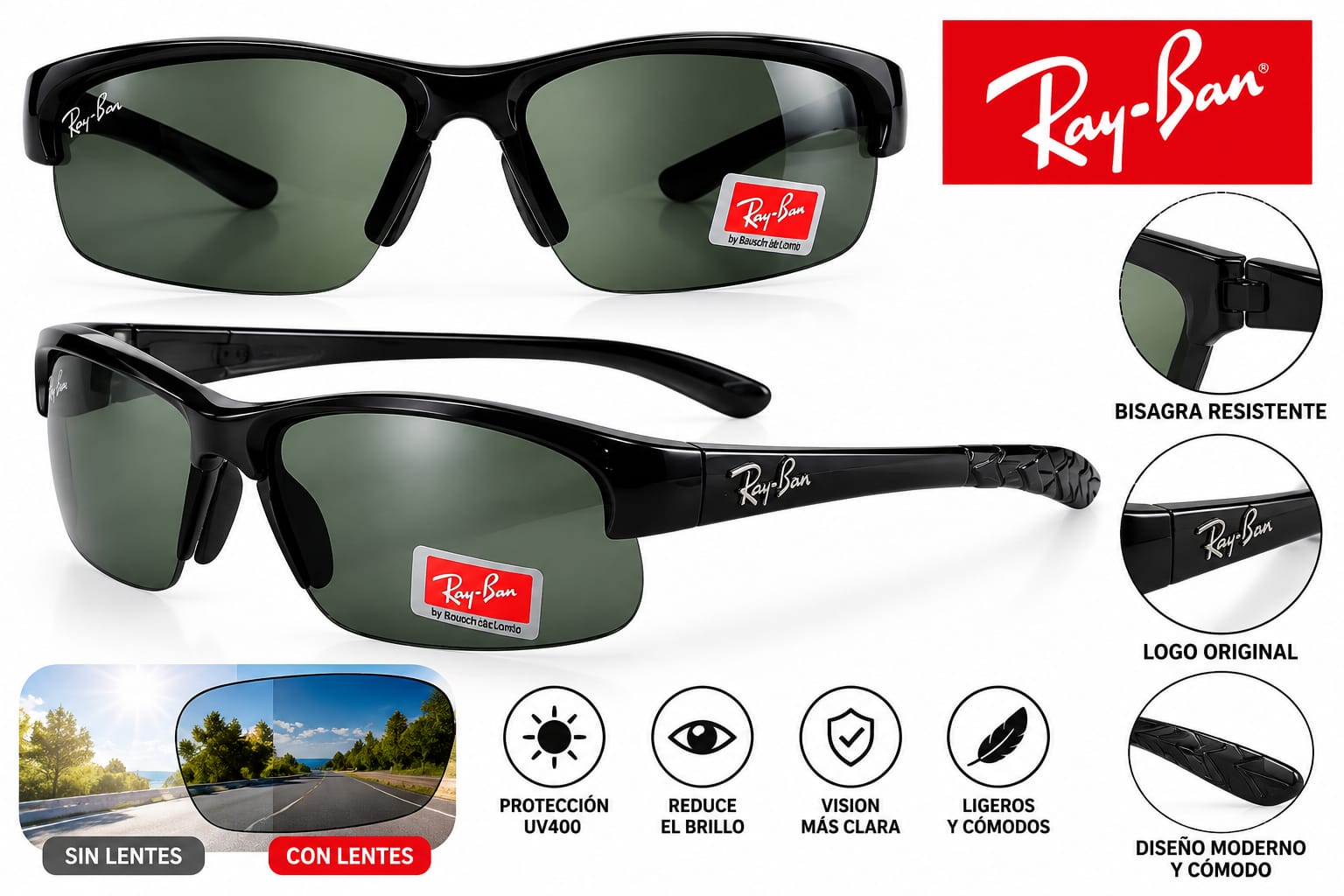 Gafas De Sol Rai-Ban Deportivas Negro QB2457/D-2312